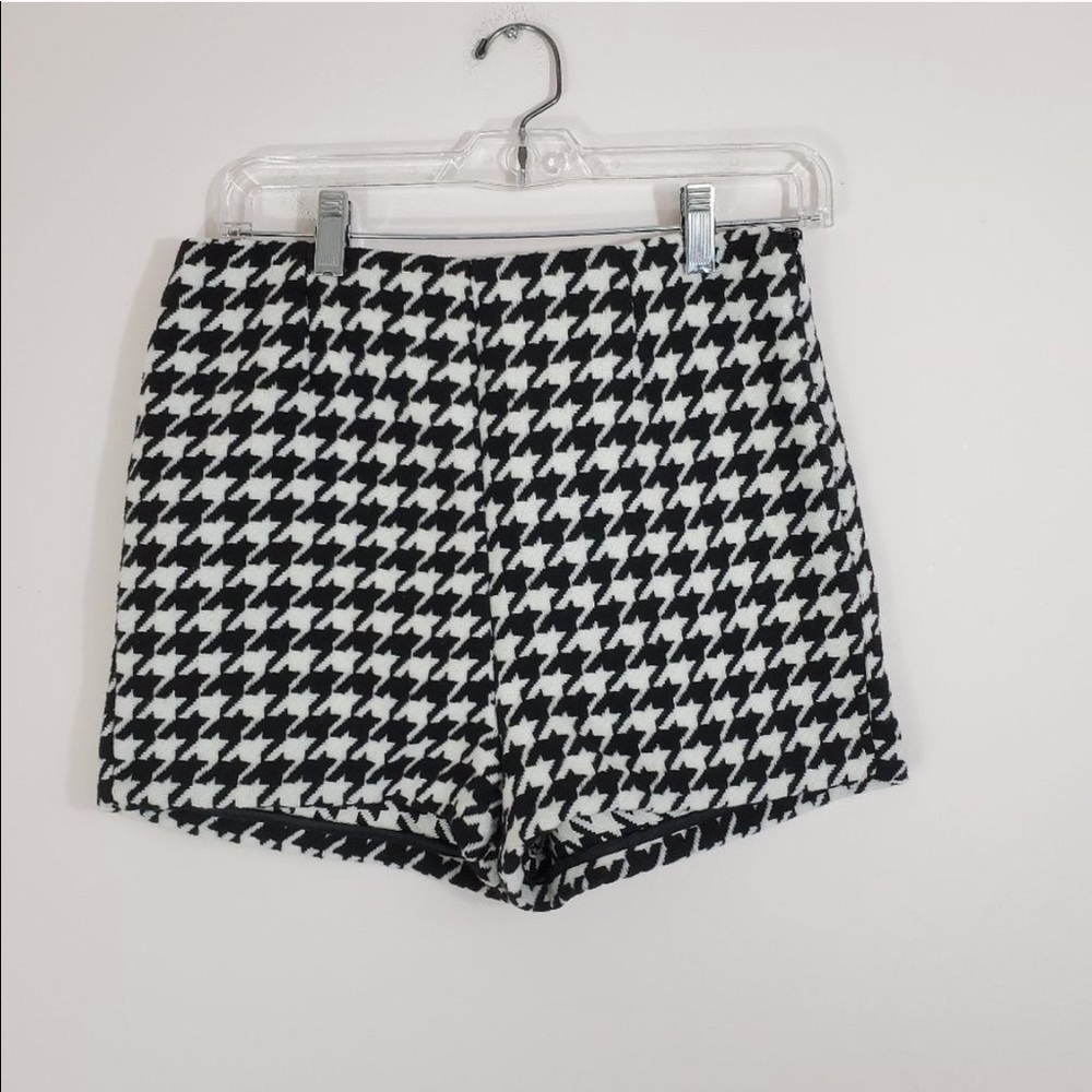 Houndstooth High Waisted Shorts Plaid Checkered